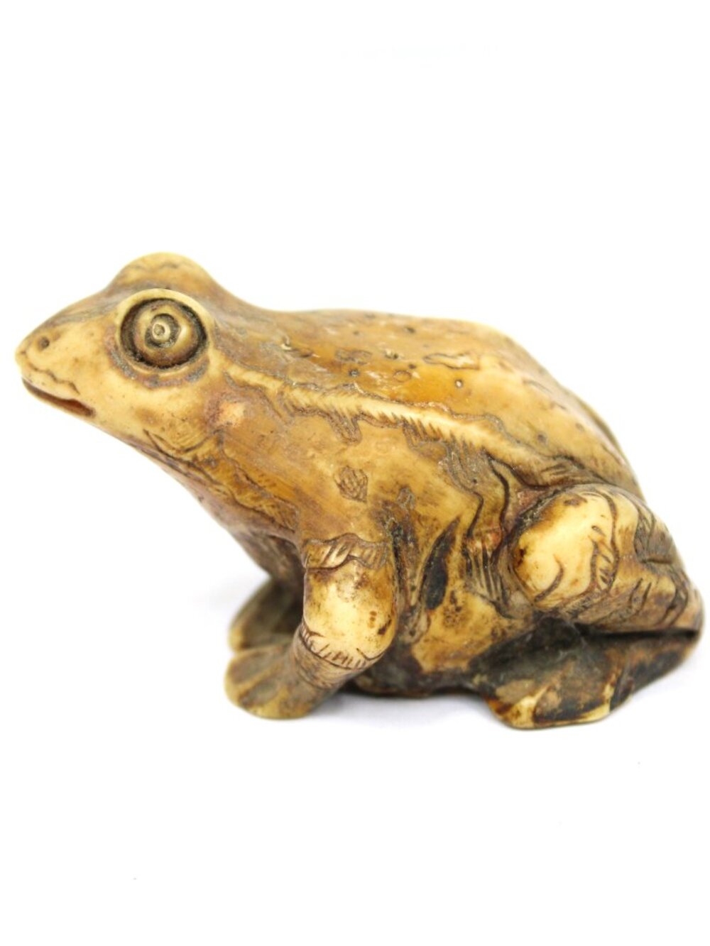 ITALIAN FROG/TOAD MADE IN ITALY RESIN OFF WHITE BROWN; FOR/POUR "ACTION" VTG MCM